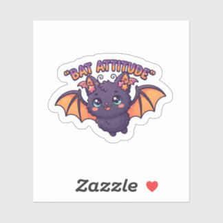 Bat Attitude Halloween Sticker