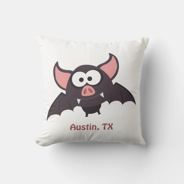Bat - Austin, Texas Throw Pillow (Front)