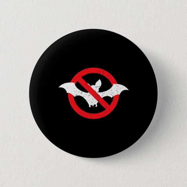Bat Ban Halloween Vampire Spooky  Button (Front)