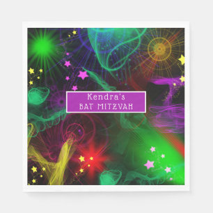 Bat/Bar Mitzvah Neon Paint Splatter Napkins