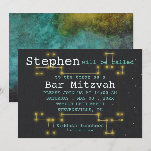 Bat Bar Mitzvah Out of this World Torah Invitation (Front/Back)