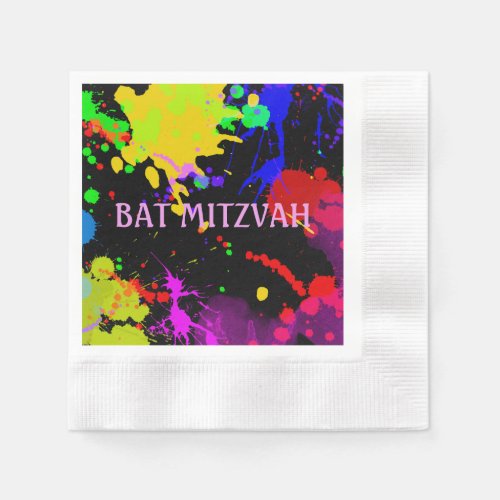 BatBar Mitzvah Paint Splatter Paper Napkins