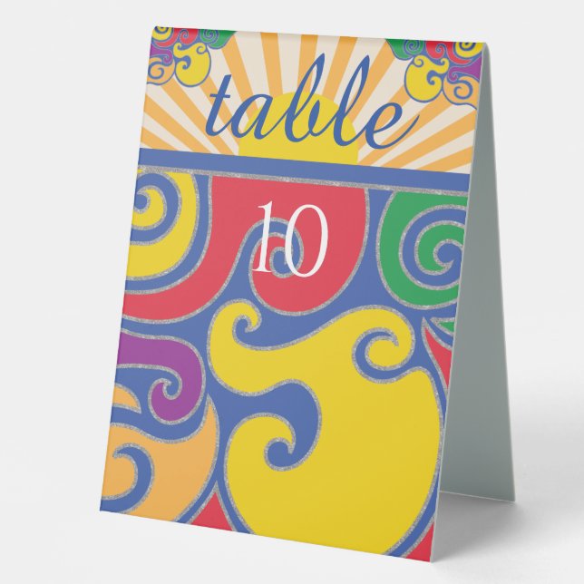 Bat Bar Mitzvah Table Tent Sign Silvery Swirls (Front)