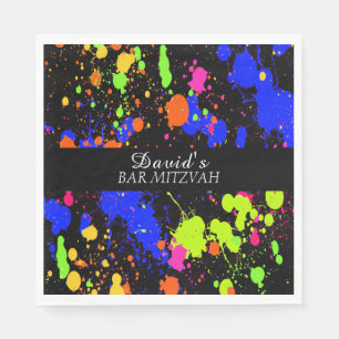 Bat/Bar Mitzvahs Neon Paint Splatter Napkins