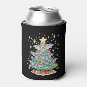 Bat Bird Christmas Tree Xmas Lights Santa Hat Can Cooler