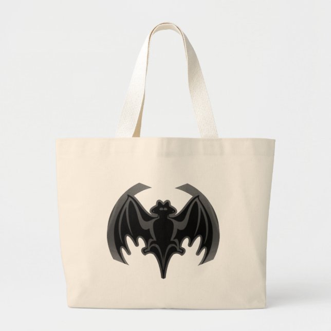 Bat Black Inv The MUSEUM Zazzle Gifts Large Tote Bag (Front)