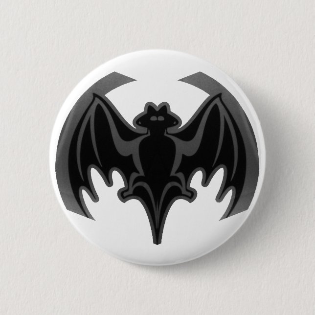 Bat Black Inv The MUSEUM Zazzle Gifts Pinback Button (Front)