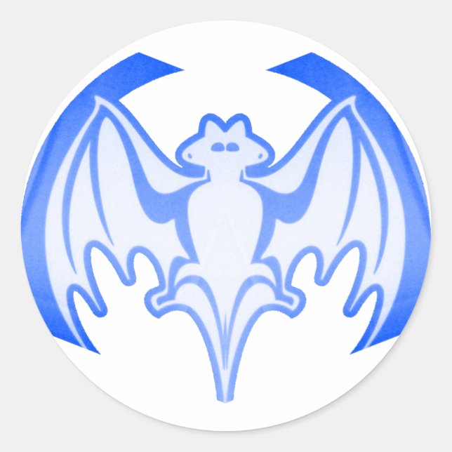 Bat Blue Inv The MUSEUM Zazzle Gifts Classic Round Sticker (Front)