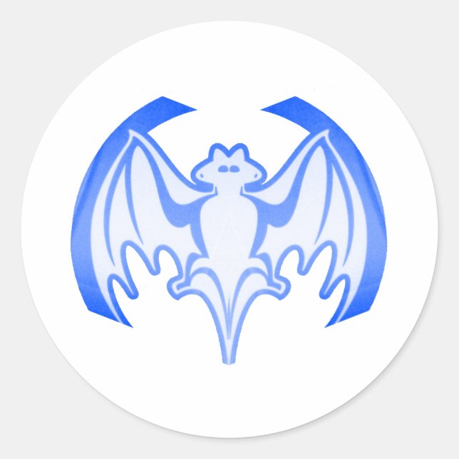 Bat Blue Inv The MUSEUM Zazzle Gifts Classic Round Sticker (Front)