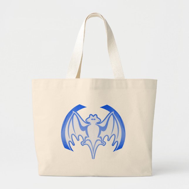 Bat Blue Inv The MUSEUM Zazzle Gifts Large Tote Bag (Front)