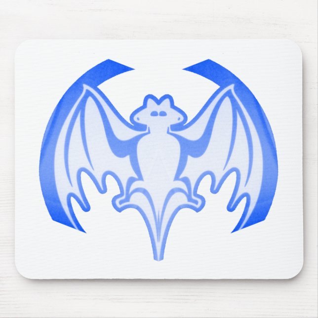 Bat Blue Inv The MUSEUM Zazzle Gifts Mouse Pad (Front)