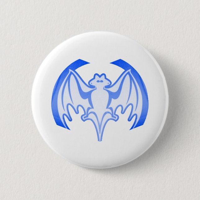 Bat Blue Inv The MUSEUM Zazzle Gifts Pinback Button (Front)