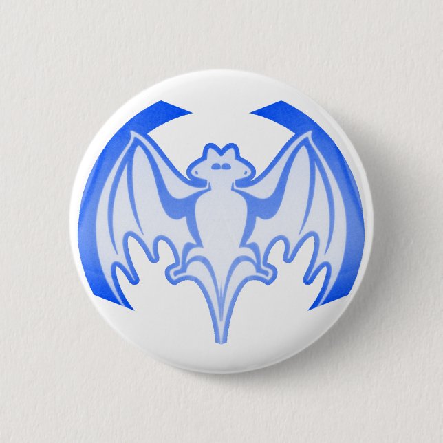 Bat Blue Inv The MUSEUM Zazzle Gifts Pinback Button (Front)