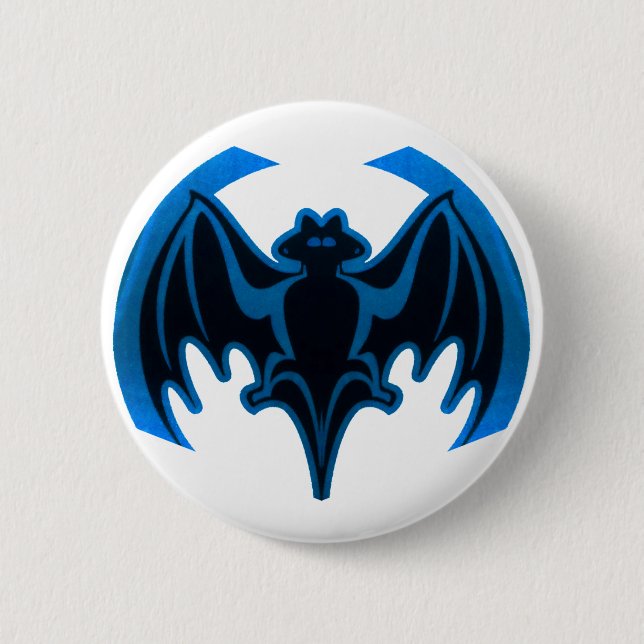 Bat Blue The MUSEUM Zazzle Gifts Button (Front)