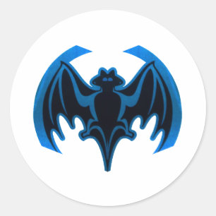 Bat Blue The MUSEUM Zazzle Gifts Classic Round Sticker