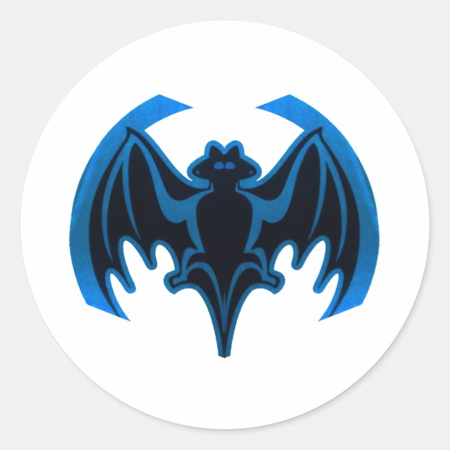 Bat Blue The MUSEUM Zazzle Gifts Classic Round Sticker (Front)