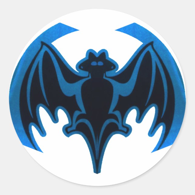 Bat Blue The MUSEUM Zazzle Gifts Classic Round Sticker (Front)