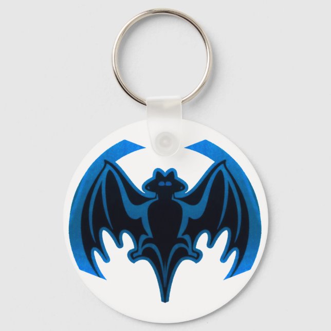 Bat Blue The MUSEUM Zazzle Gifts Keychain (Front)