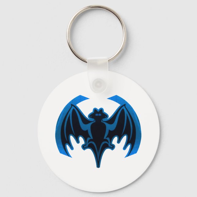 Bat Blue The MUSEUM Zazzle Gifts Keychain (Front)