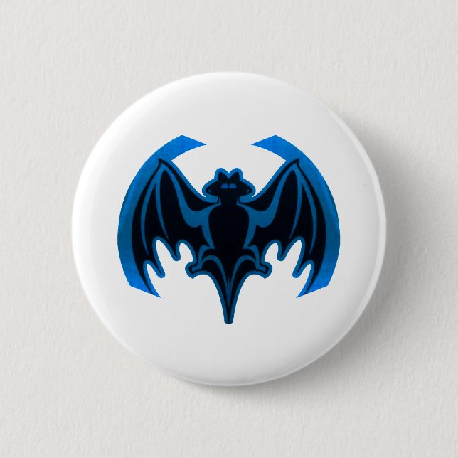 Bat Blue The MUSEUM Zazzle Gifts Pinback Button (Front)