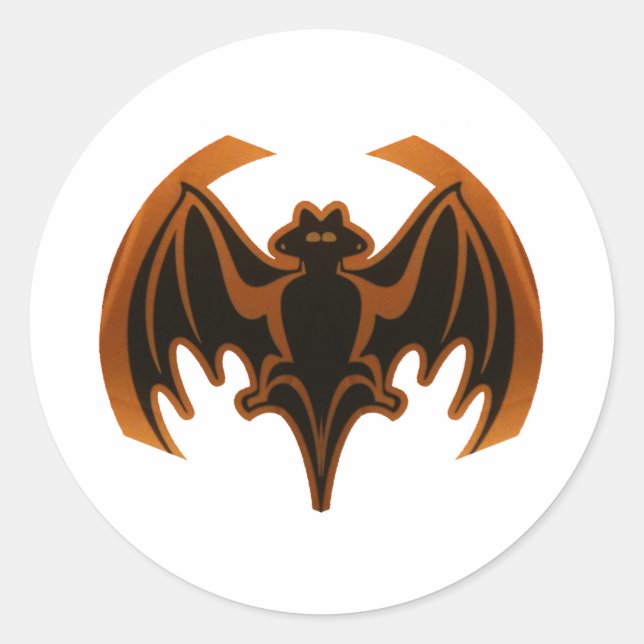 Bat Brown The MUSEUM Zazzle Gifts Classic Round Sticker (Front)