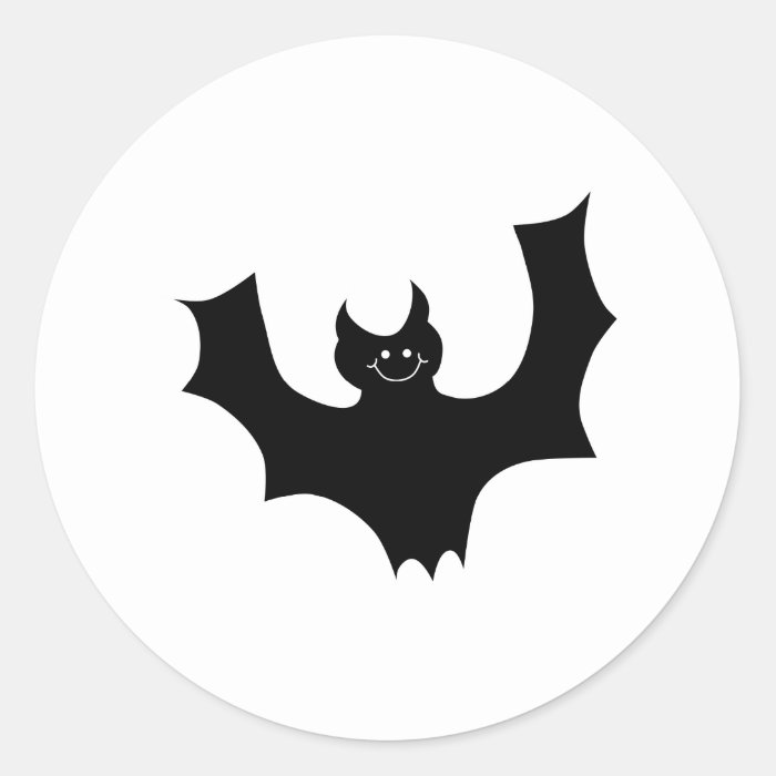 Bat Cartoon. Black and White. Stickers