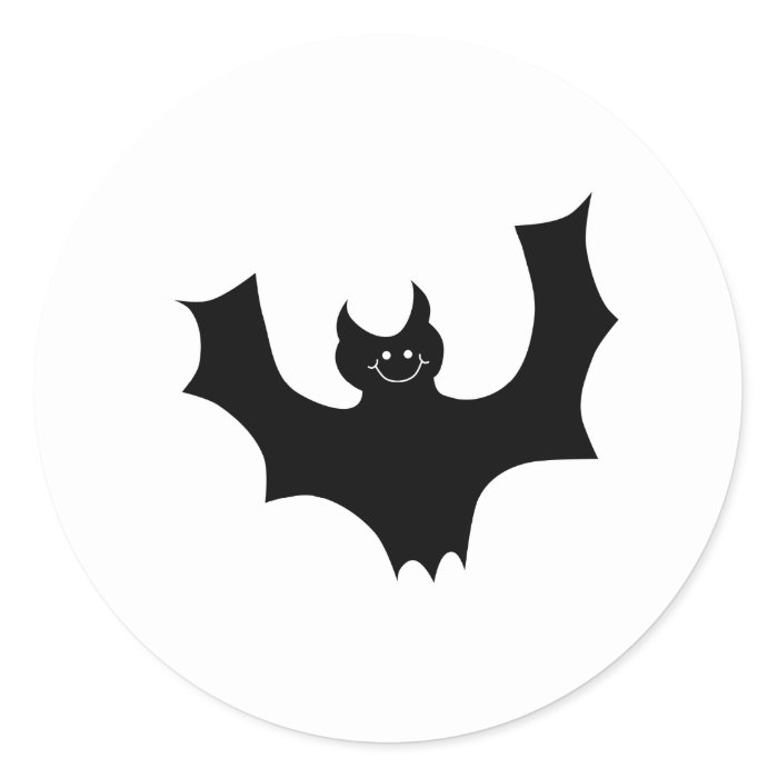 Bat Cartoon. Black and White. Stickers