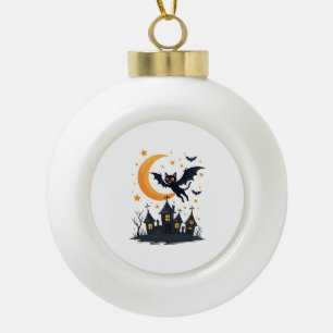 Bat-Cat Flight Patrol Ceramic Ball Christmas Ornament