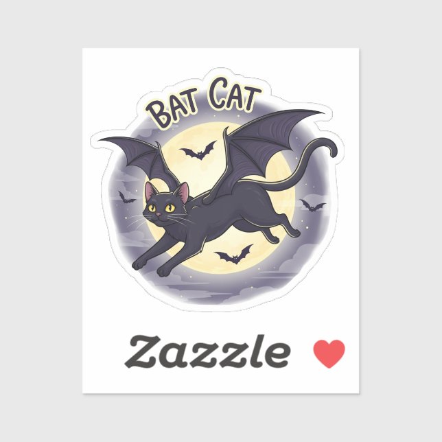 Bat Cat – Flying Halloween Kitty Vinyl Sticker (Sheet)