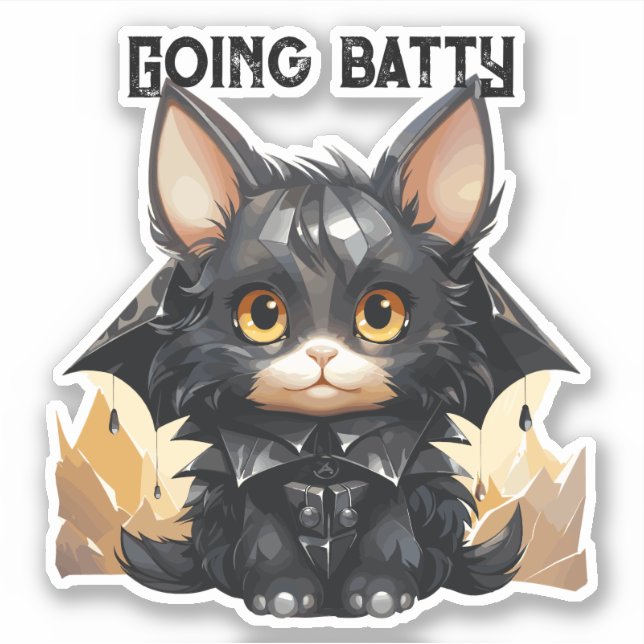 Bat Cat Sticker - "Going Batty" (Front)