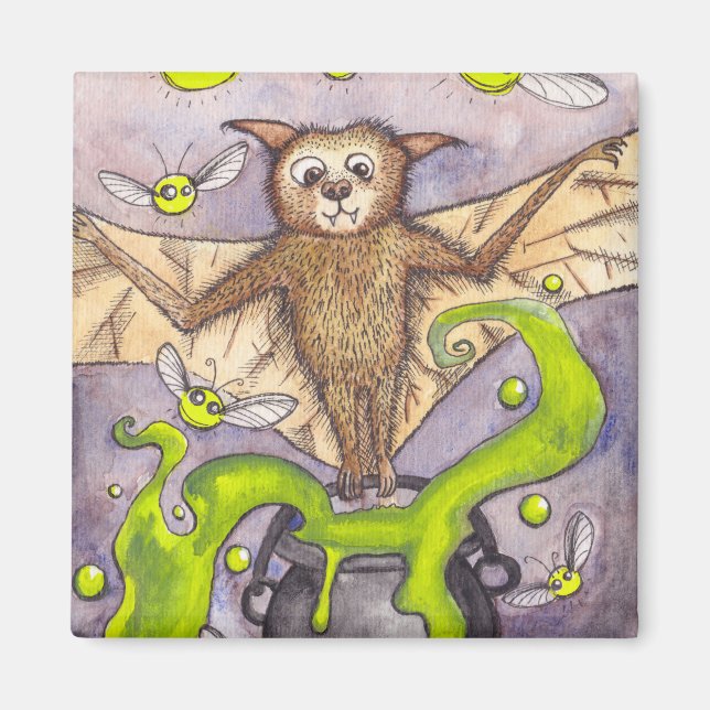 Bat & Cauldron Magnet (Front)