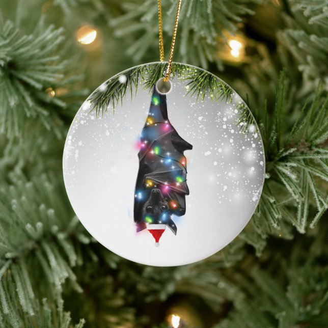 Bat Christmas Gift For Bat Lover Adult Kid Ceramic Ornament (Tree)