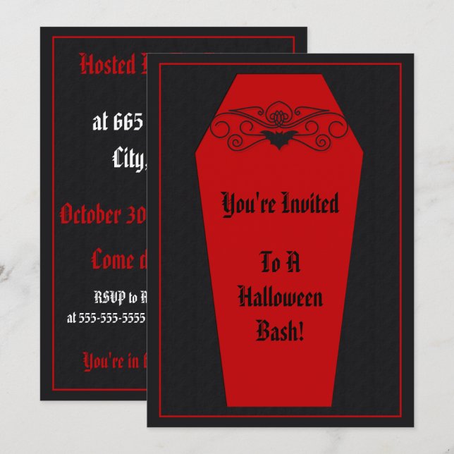 Bat Coffin Invitation (Front/Back)