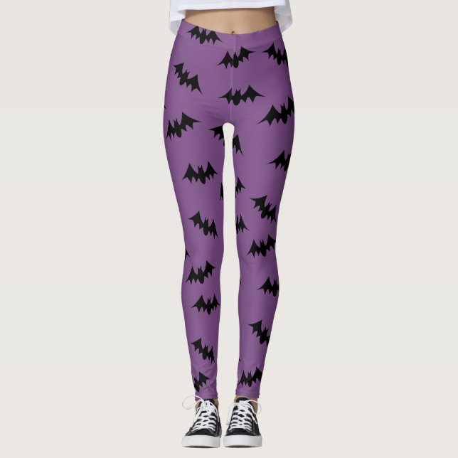 Bat Confetti Leggings Black/Purple (Front)