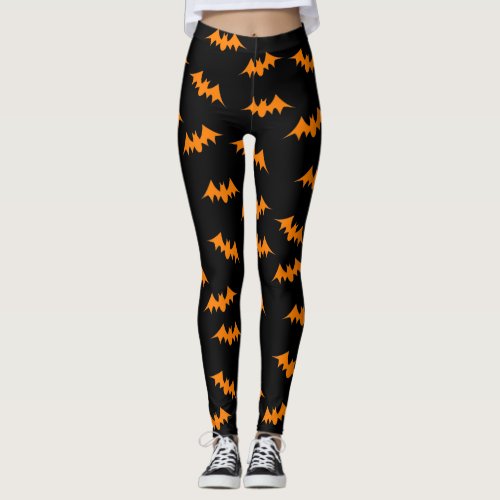 Bat Confetti Leggings OrangeBlack