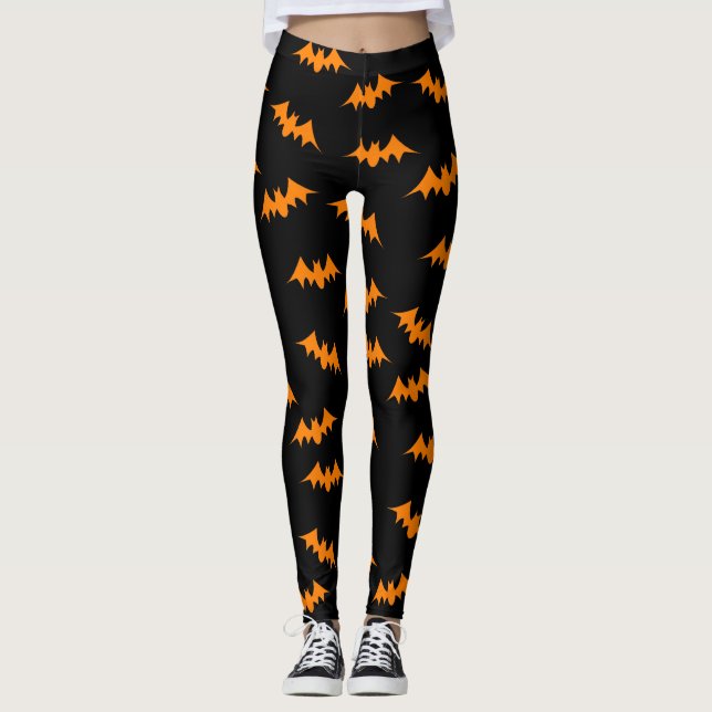 Bat Confetti Leggings Orange/Black (Front)