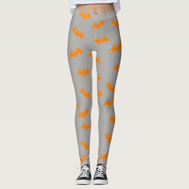 Bat Confetti Leggings Orange/Gray (Front)