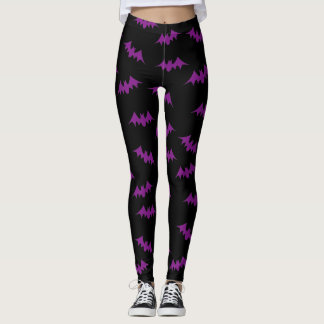 Bat Confetti Leggings Purple/Black