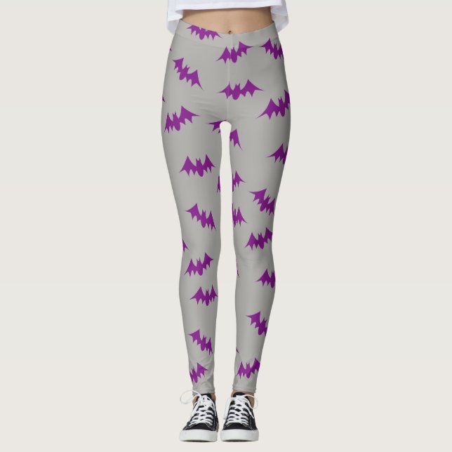 Bat Confetti Leggings Purple/Gray (Front)