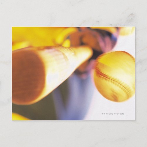 Bat contacting baseball postcard