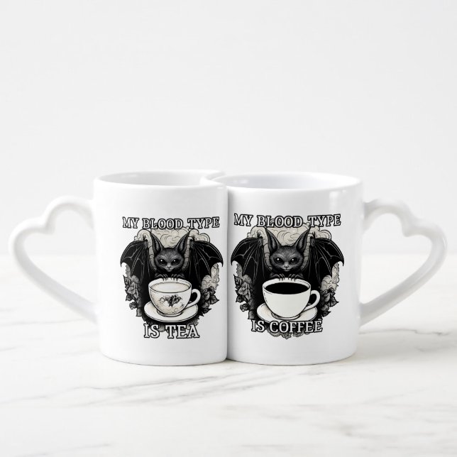 Bat Couple tea and coffee lovers Mug Set (Back Nesting)