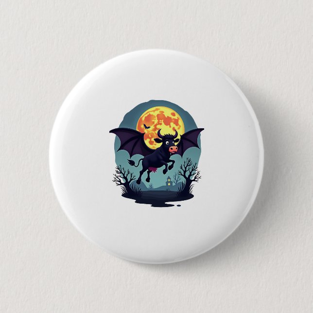 Bat Cow at Midnight Button (Front)