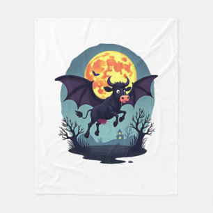 Bat Cow at Midnight Fleece Blanket