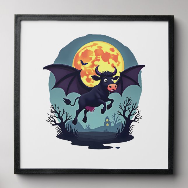 Bat Cow at Midnight Peel And Stick Photo Tile (Front Set)