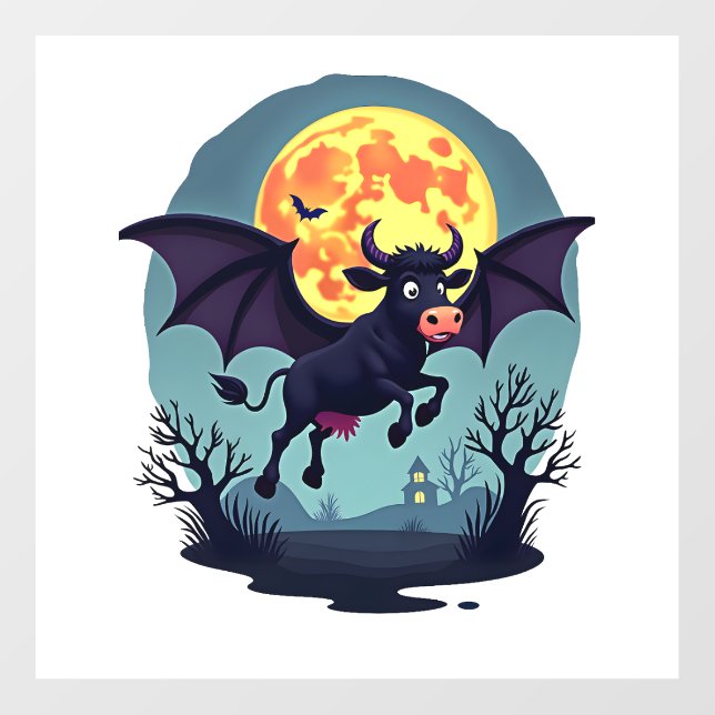Bat Cow at Midnight Wall Decal (Front)