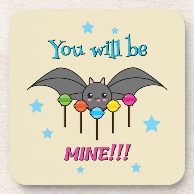 Bat Craving Lollipops - You Will Be Mine Beverage Coaster (Front)