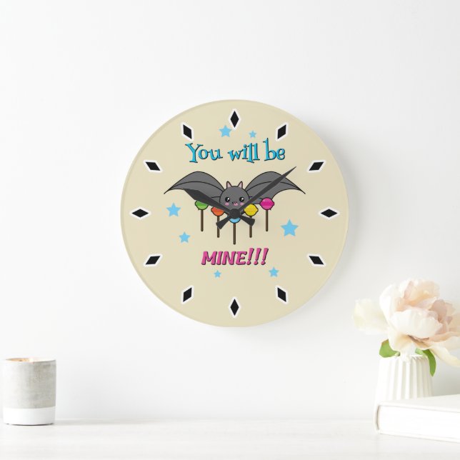 Bat Craving Lollipops - You Will Be Mine Large Clock (Home)