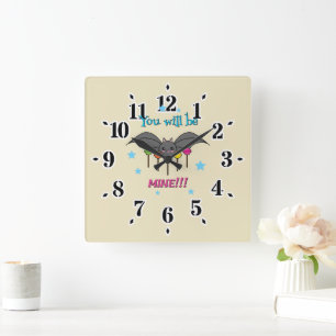Bat Craving Lollipops - You Will Be Mine Square Wall Clock