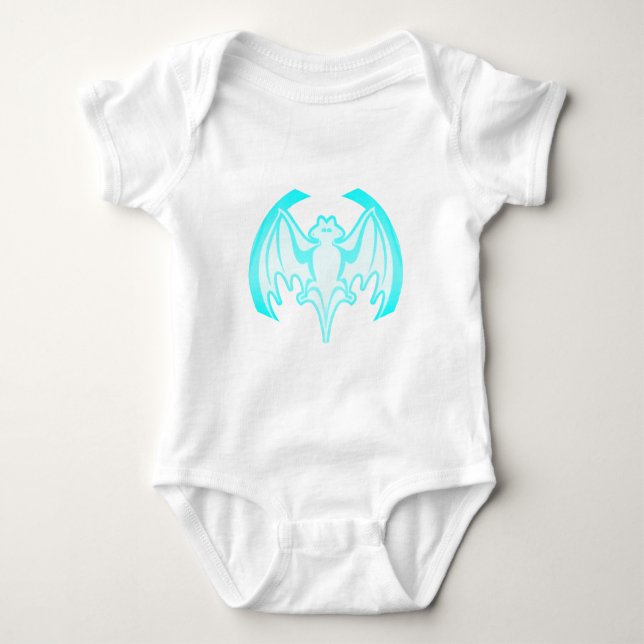Bat Cyan Inv The MUSEUM Zazzle Gifts Baby Bodysuit (Front)