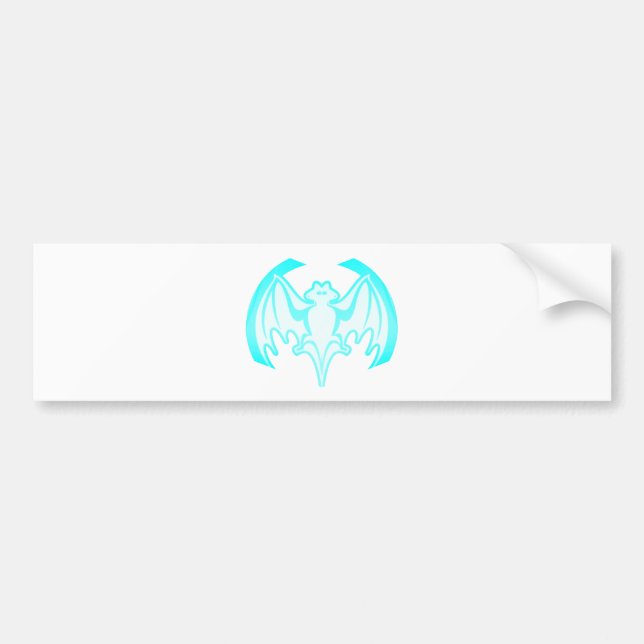 Bat Cyan Inv The MUSEUM Zazzle Gifts Bumper Sticker (Front)